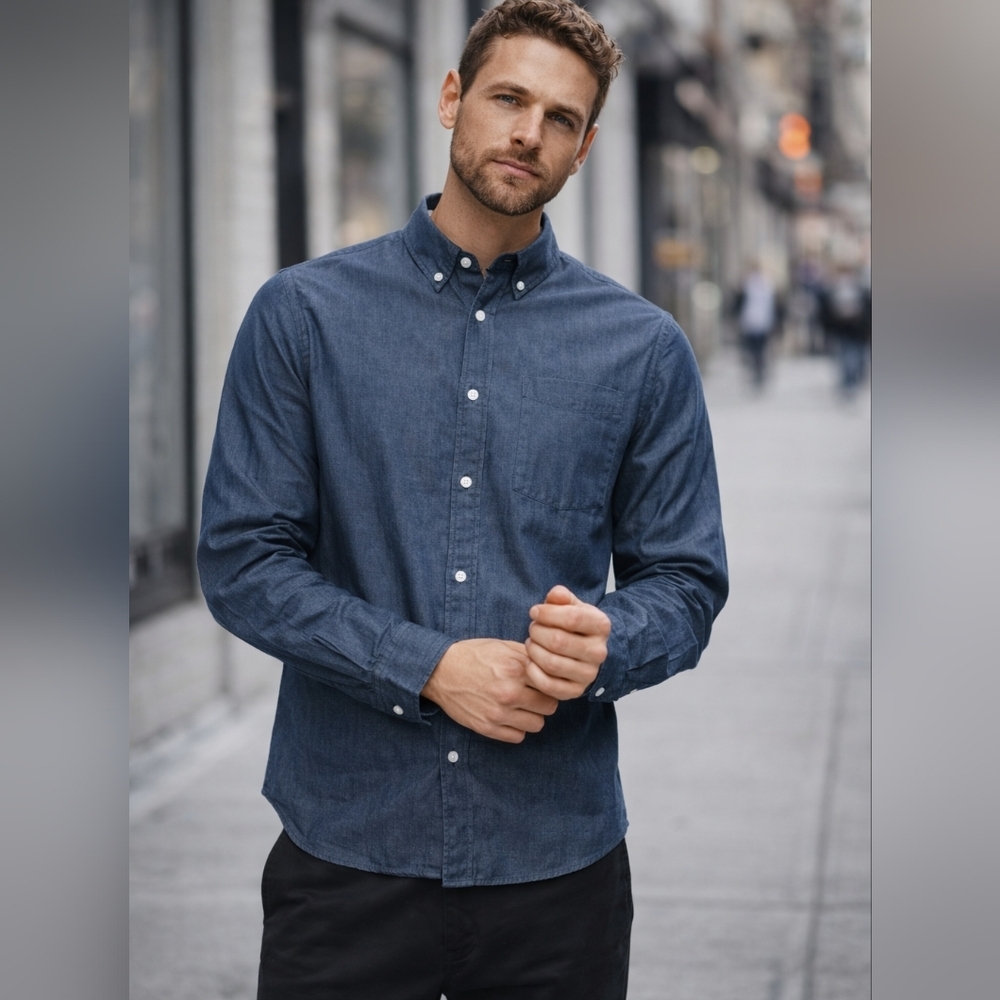 Saturdays NYC Crosby Denim Shirt Button Down Chambray Minimalist NYC Style